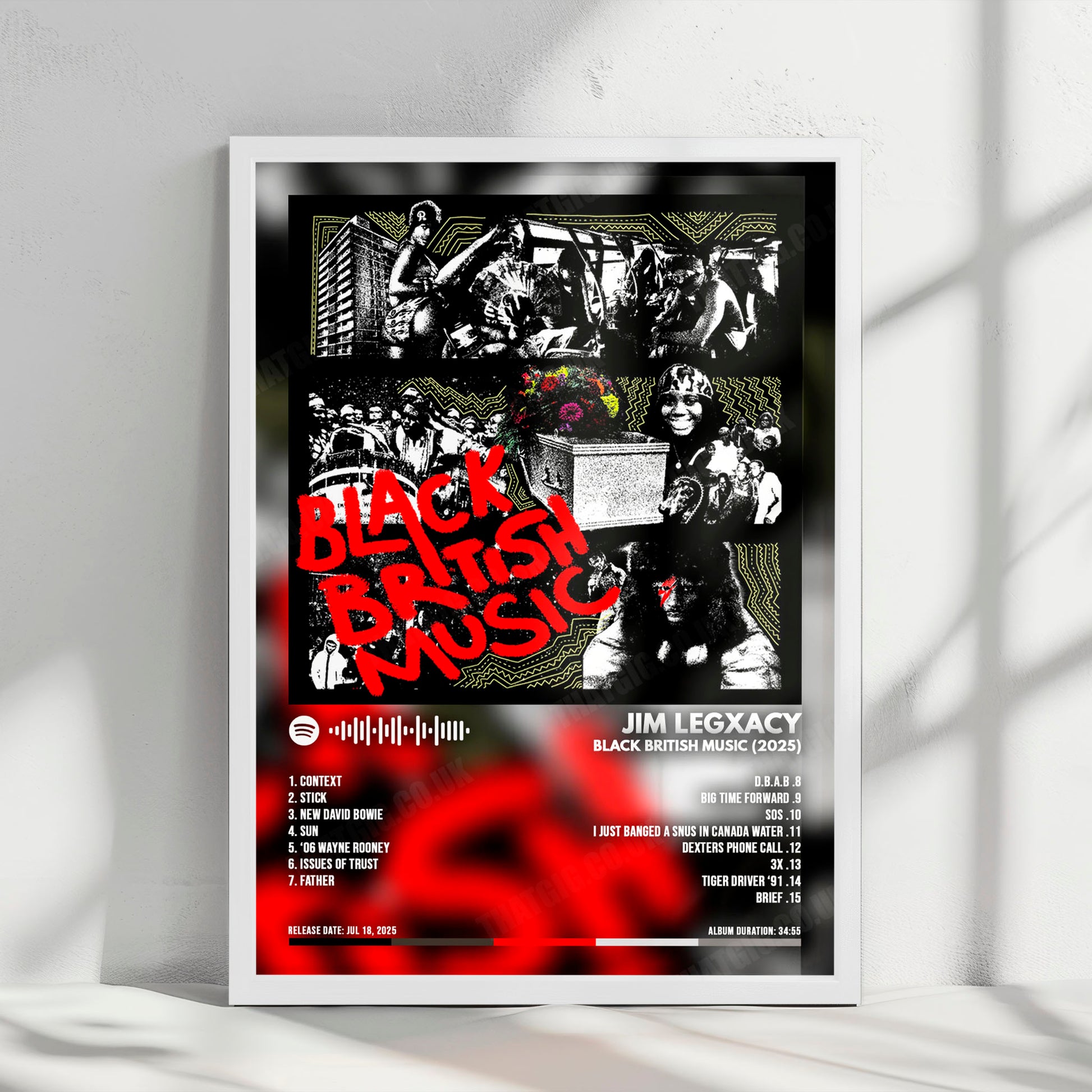 Jim Legxacy "Black British Music" Album Cover Poster - with Complete Tracklist