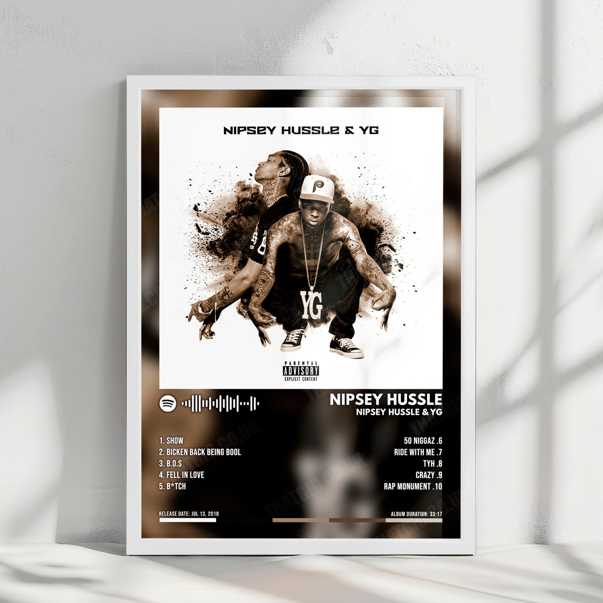 Nipsey Hussle "Nipsey Hussle & YG" Album Cover Poster - with Complete Tracklist