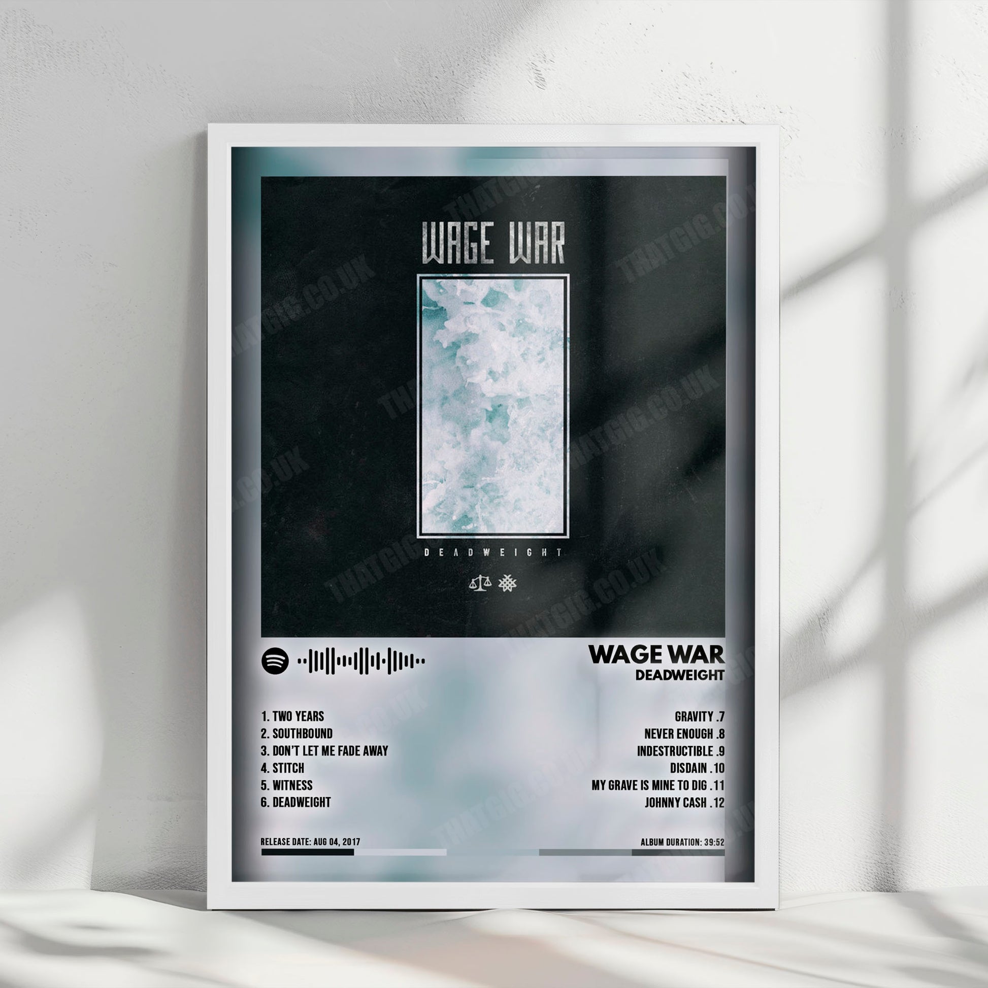 Wage War "Deadweight" Album Cover Poster - with Complete Tracklist