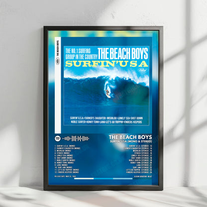 The Beach Boys "Surfin' USA (Mono & Stereo)" Album Cover Poster - with Complete Tracklist