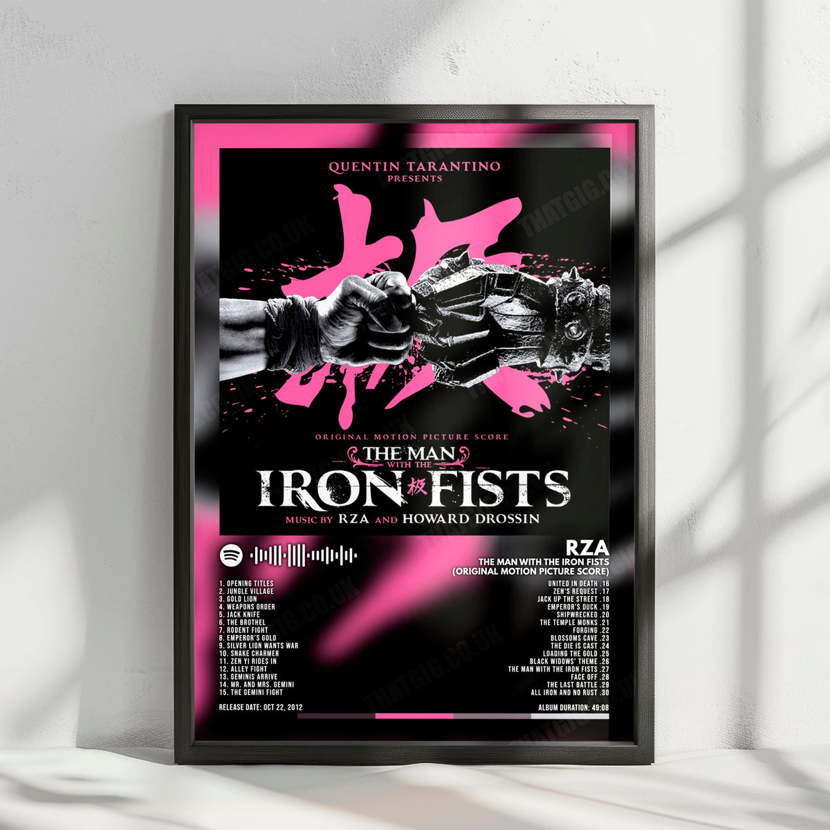 RZA "The Man With the Iron Fists (Original Motion Picture Score)" Album Cover Poster - with Complete Tracklist