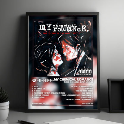My Chemical Romance "Three Cheers for Sweet Revenge" Album Cover Poster - with Complete Tracklist