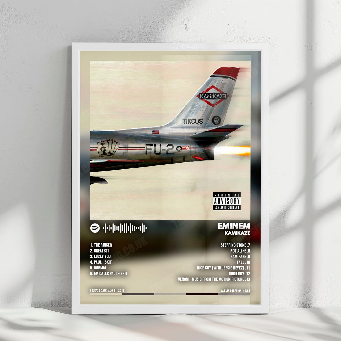 Eminem "Kamikaze" Album Cover Poster - with Complete Tracklist