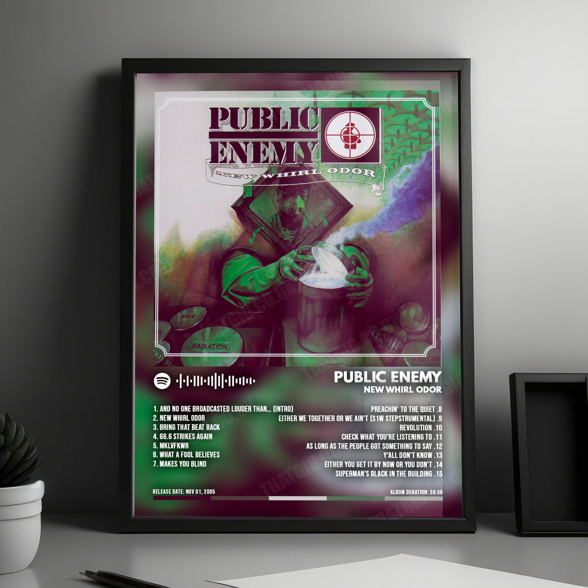 Public Enemy "New Whirl Odor" Album Cover Poster - with Complete Tracklist