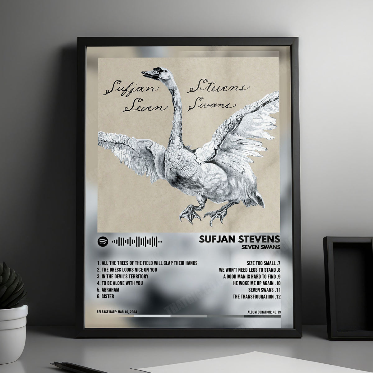 Sufjan Stevens "Seven Swans" Album Cover Poster - with Complete Tracklist