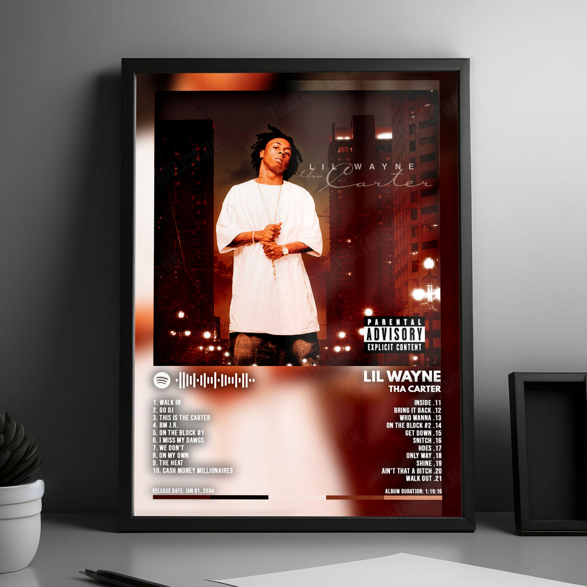 Lil Wayne "Tha Carter" Album Cover Poster - with Complete Tracklist