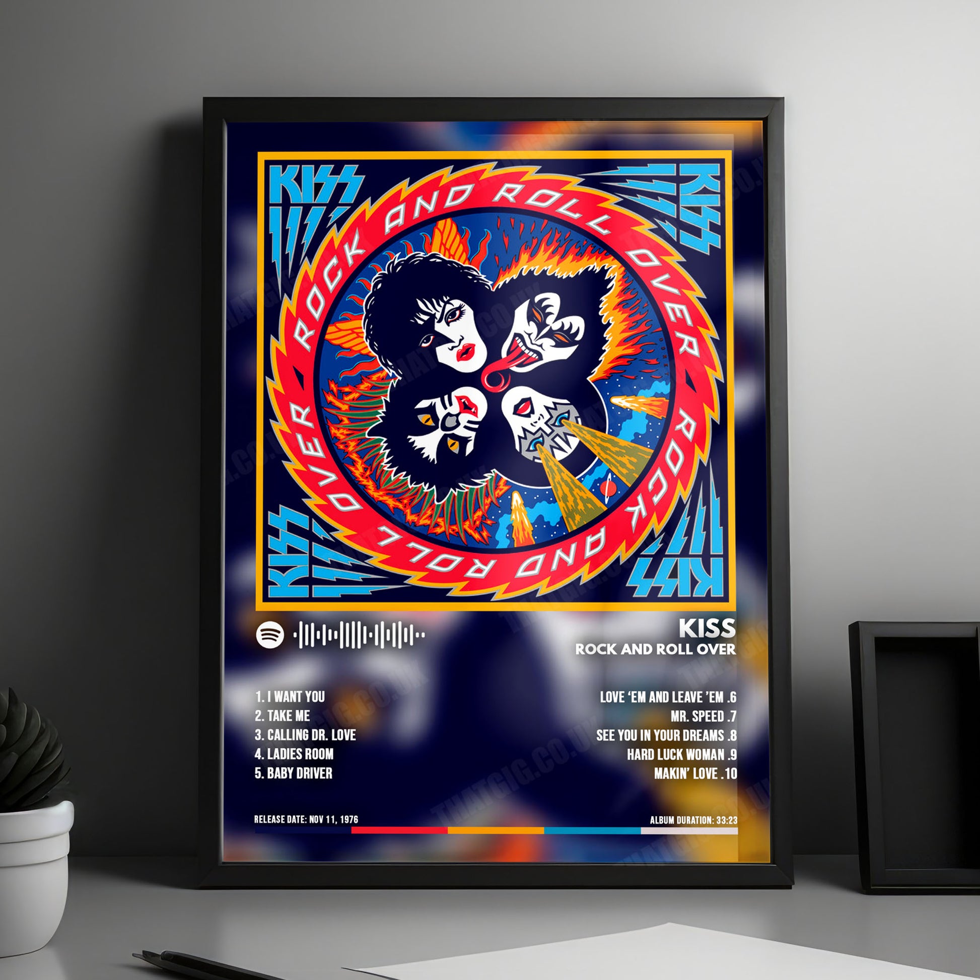 KISS "Rock And Roll Over" Album Cover Poster - with Complete Tracklist