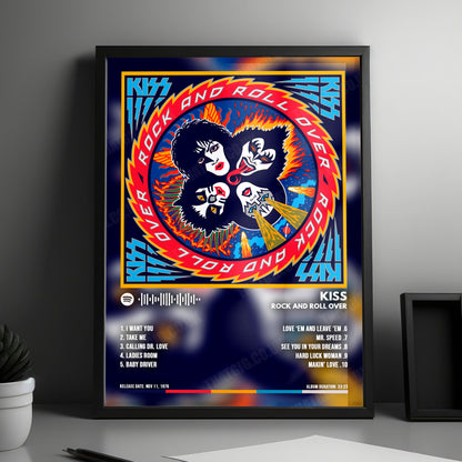 KISS "Rock And Roll Over" Album Cover Poster - with Complete Tracklist
