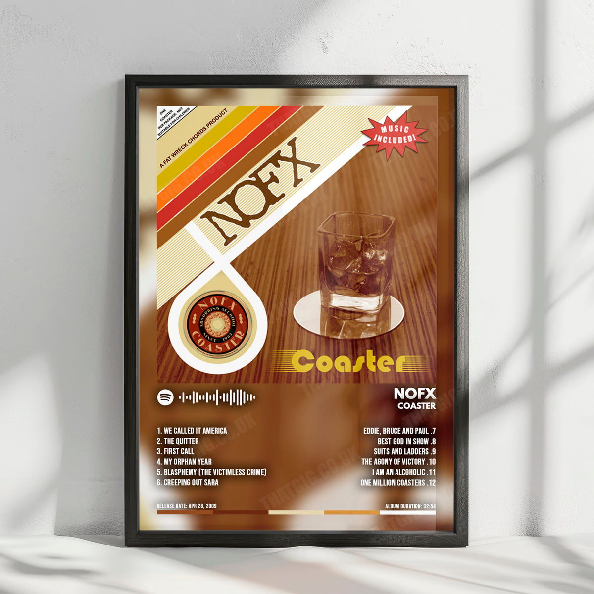NOFX "Coaster" Album Cover Poster - with Complete Tracklist