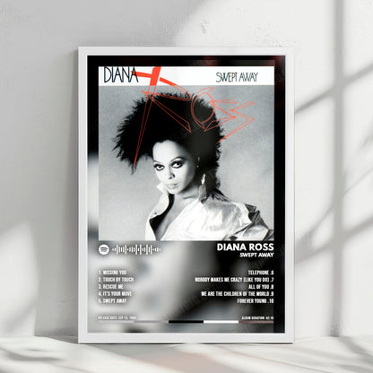 Diana Ross "Swept Away" Album Cover Poster - with Complete Tracklist