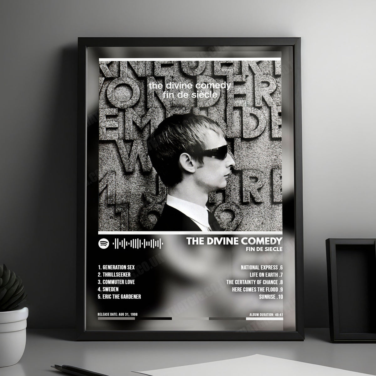 The Divine Comedy "Fin De Siecle" Album Cover Poster - with Complete Tracklist