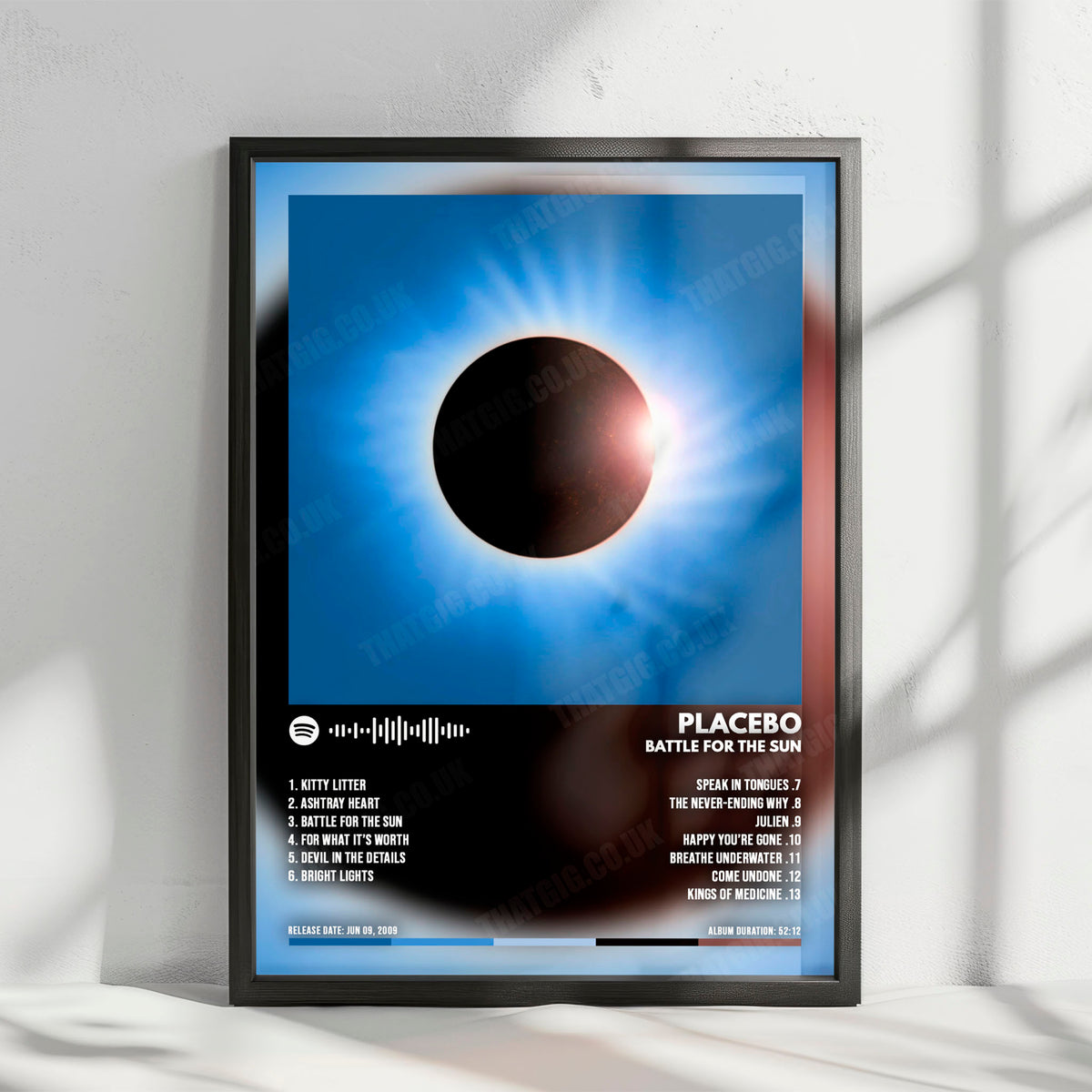 Placebo "Battle for the Sun" Album Cover Poster - with Complete Tracklist