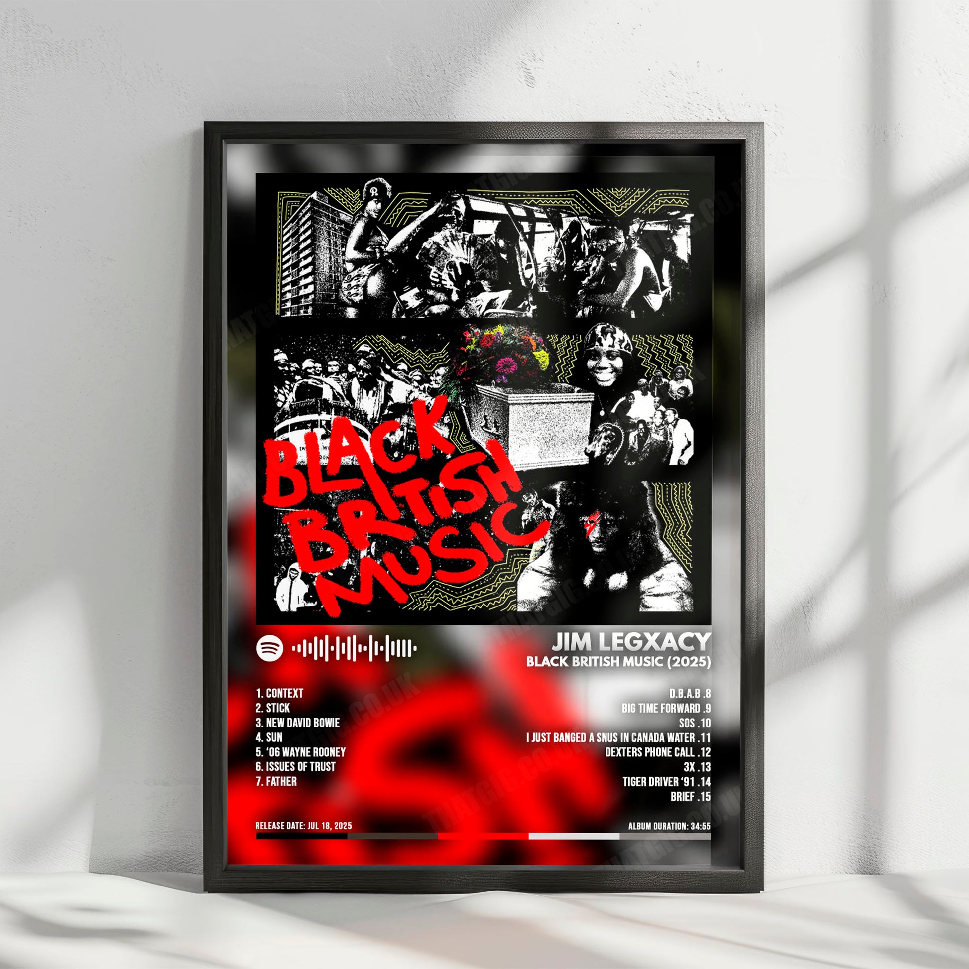 Jim Legxacy "Black British Music" Album Cover Poster - with Complete Tracklist