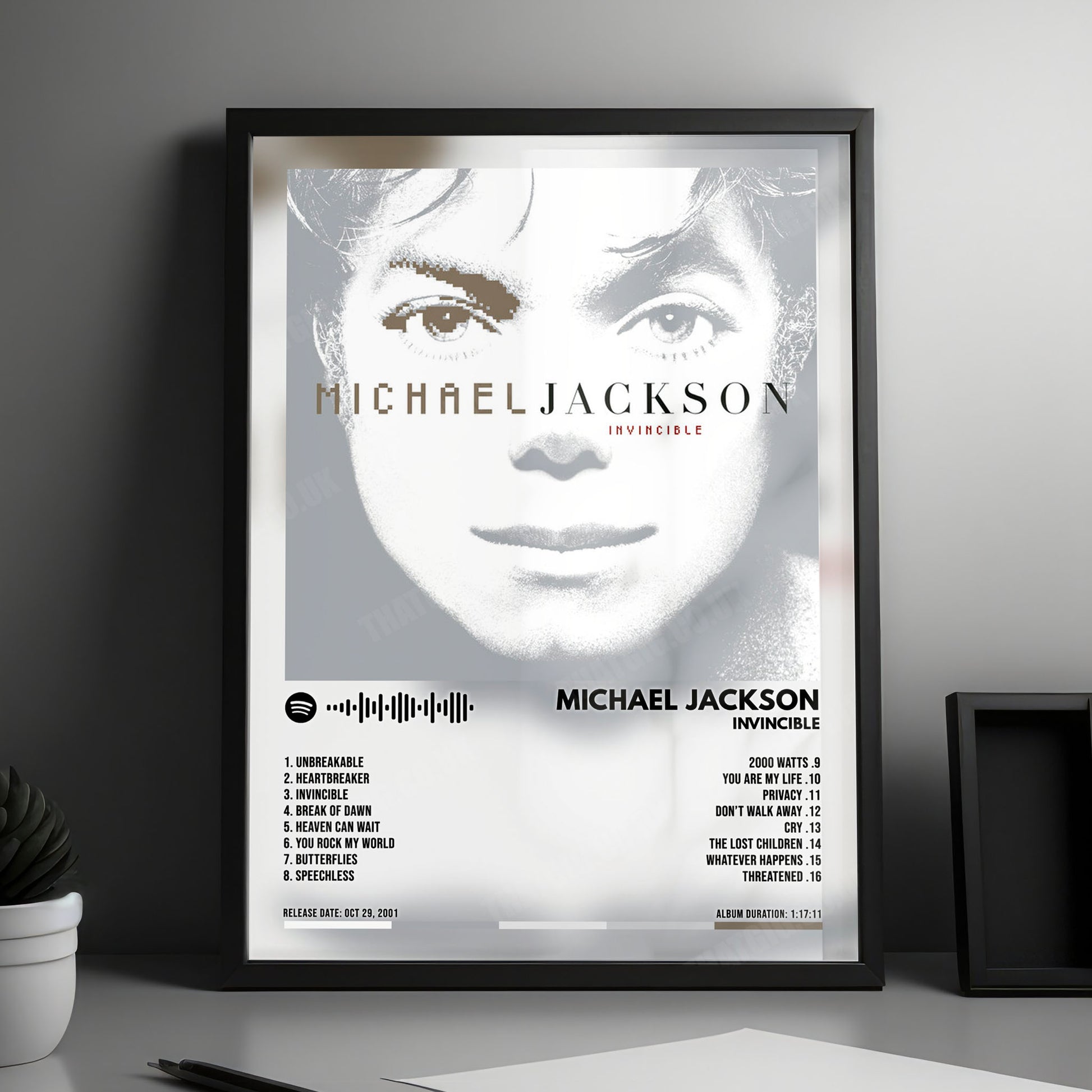 Michael Jackson "Invincible" Album Cover Poster - with Complete Tracklist