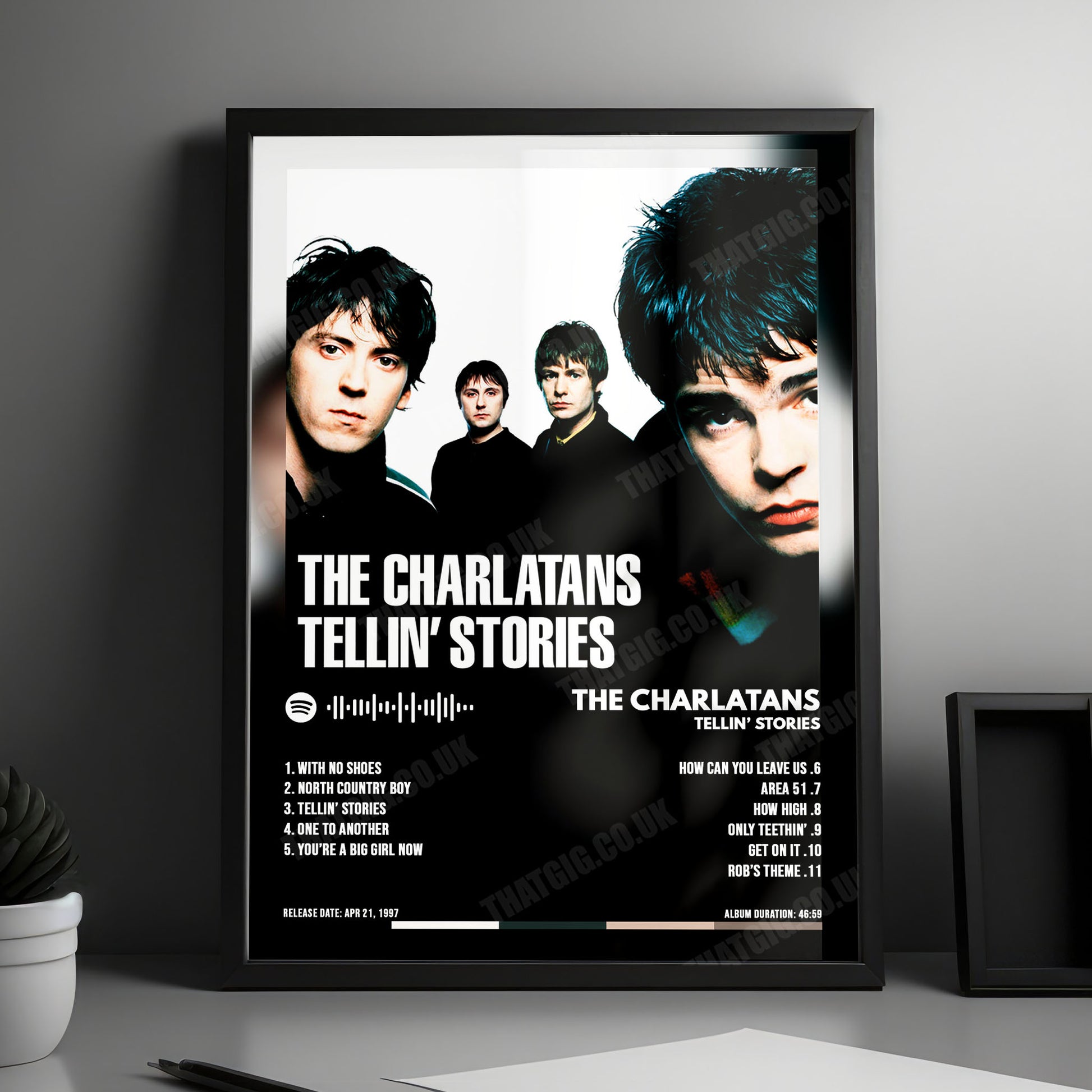 The Charlatans "Tellin' Stories" Album Cover Poster - with Complete Tracklist