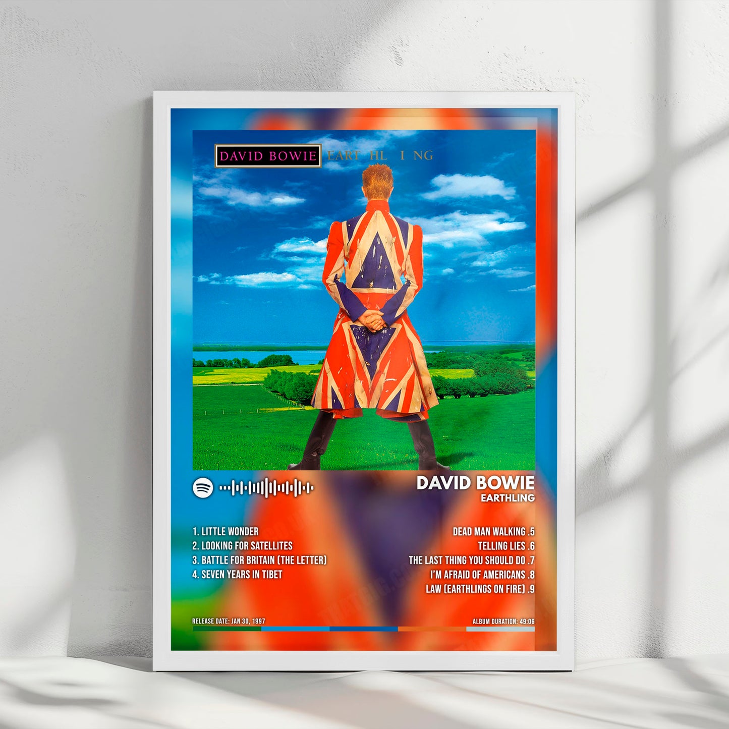 David Bowie "Earthling" Album Cover Poster - with Complete Tracklist