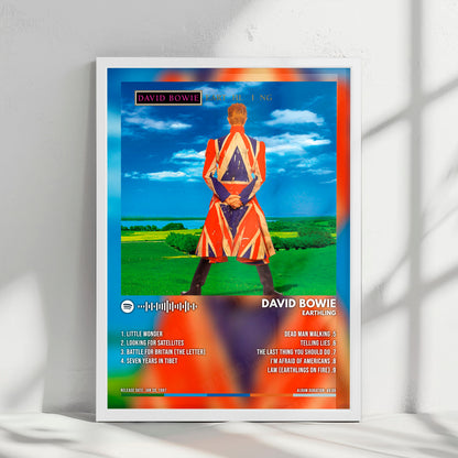 David Bowie "Earthling" Album Cover Poster - with Complete Tracklist
