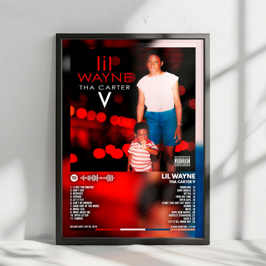 Lil Wayne "Tha Carter V" Album Cover Poster - with Complete Tracklist