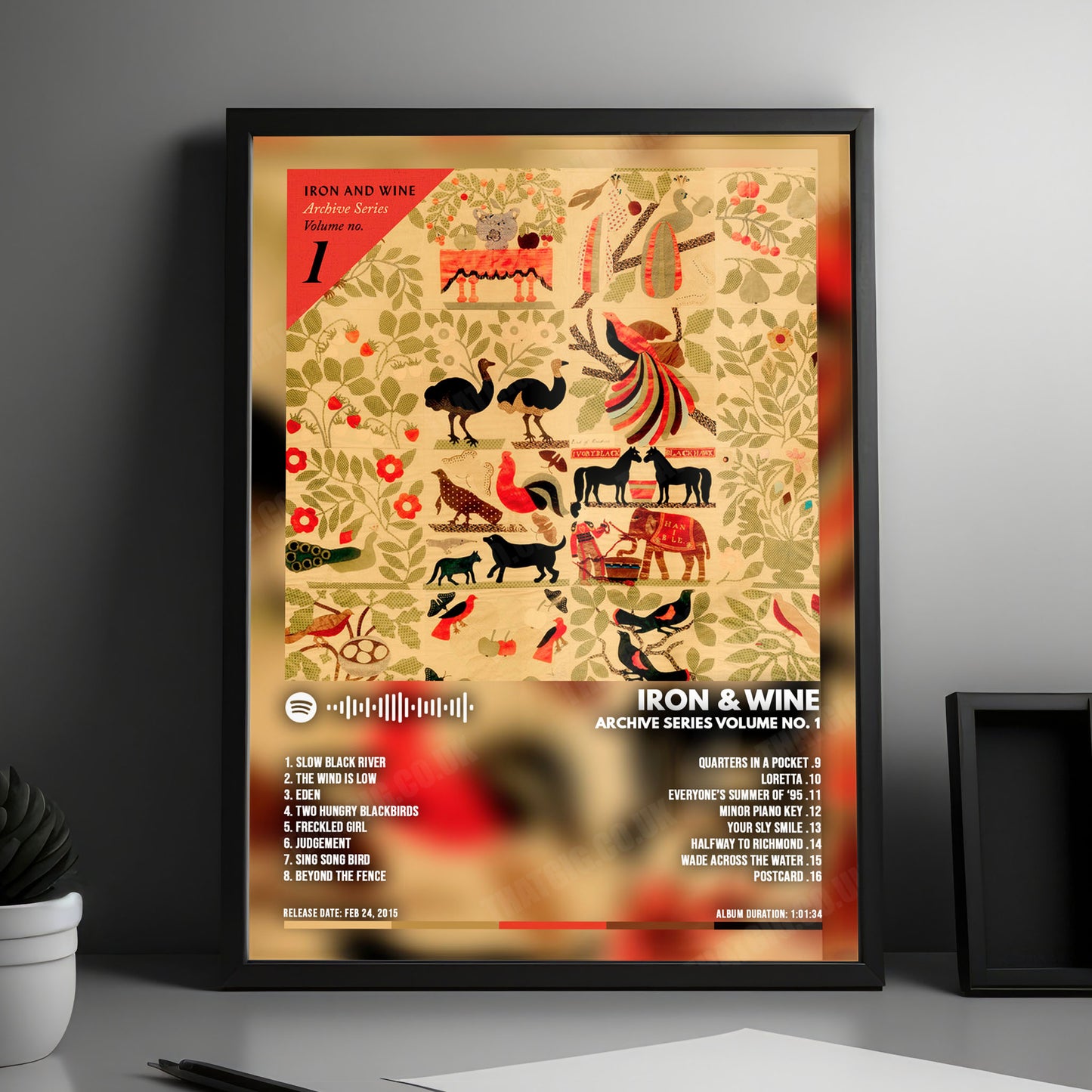 Iron & Wine "Archive Series Volume No. 1" Album Cover Poster - with Complete Tracklist