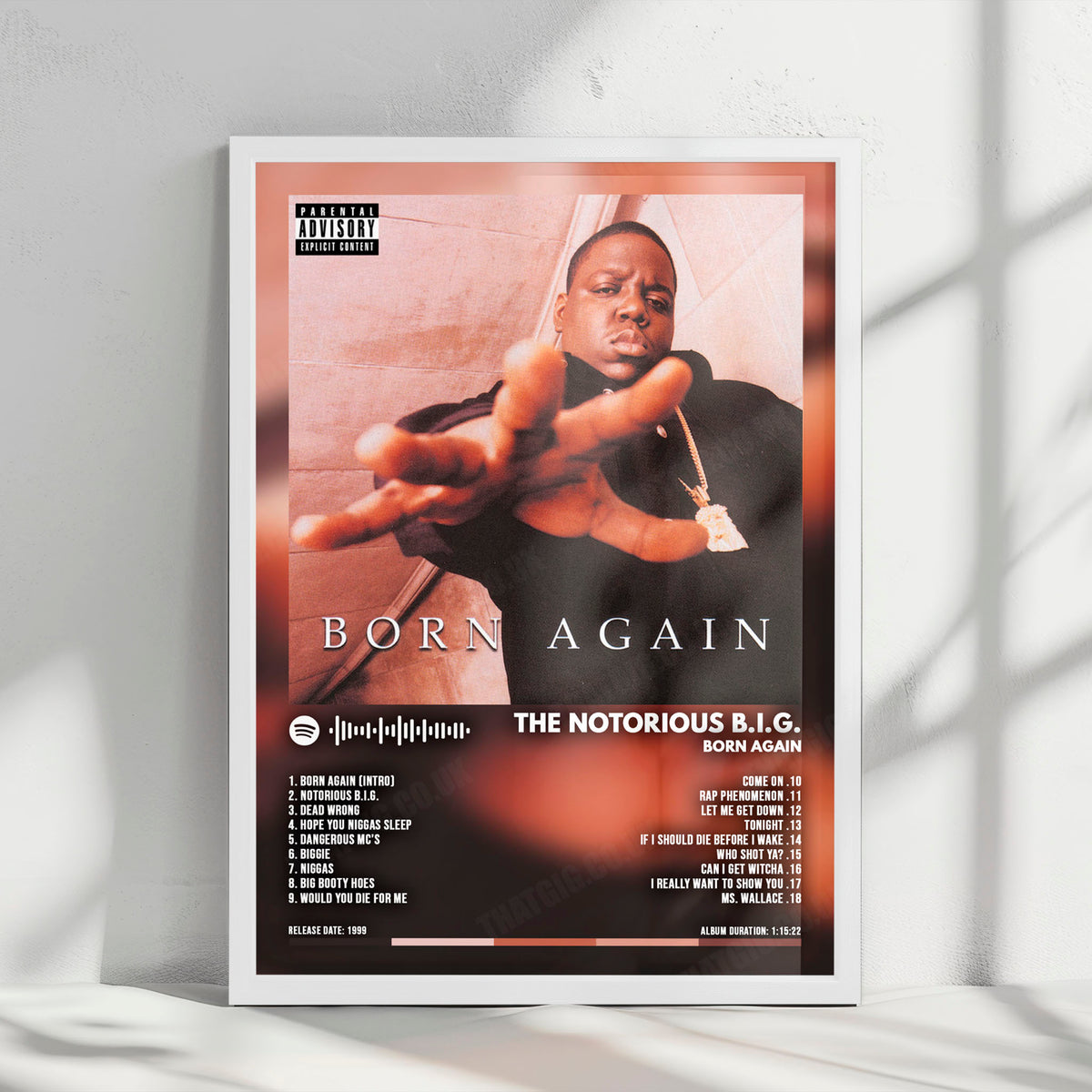 The Notorious B.I.G. "Born Again" Album Cover Poster - with Complete Tracklist