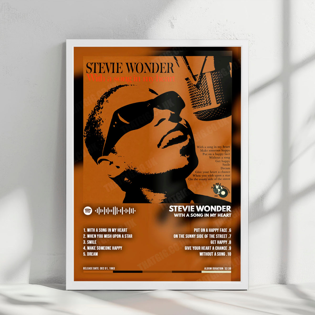 Stevie Wonder "With A Song In My Heart" Album Cover Poster - with Complete Tracklist