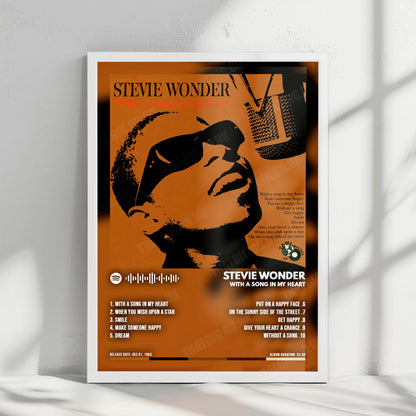 Stevie Wonder "With A Song In My Heart" Album Cover Poster - with Complete Tracklist