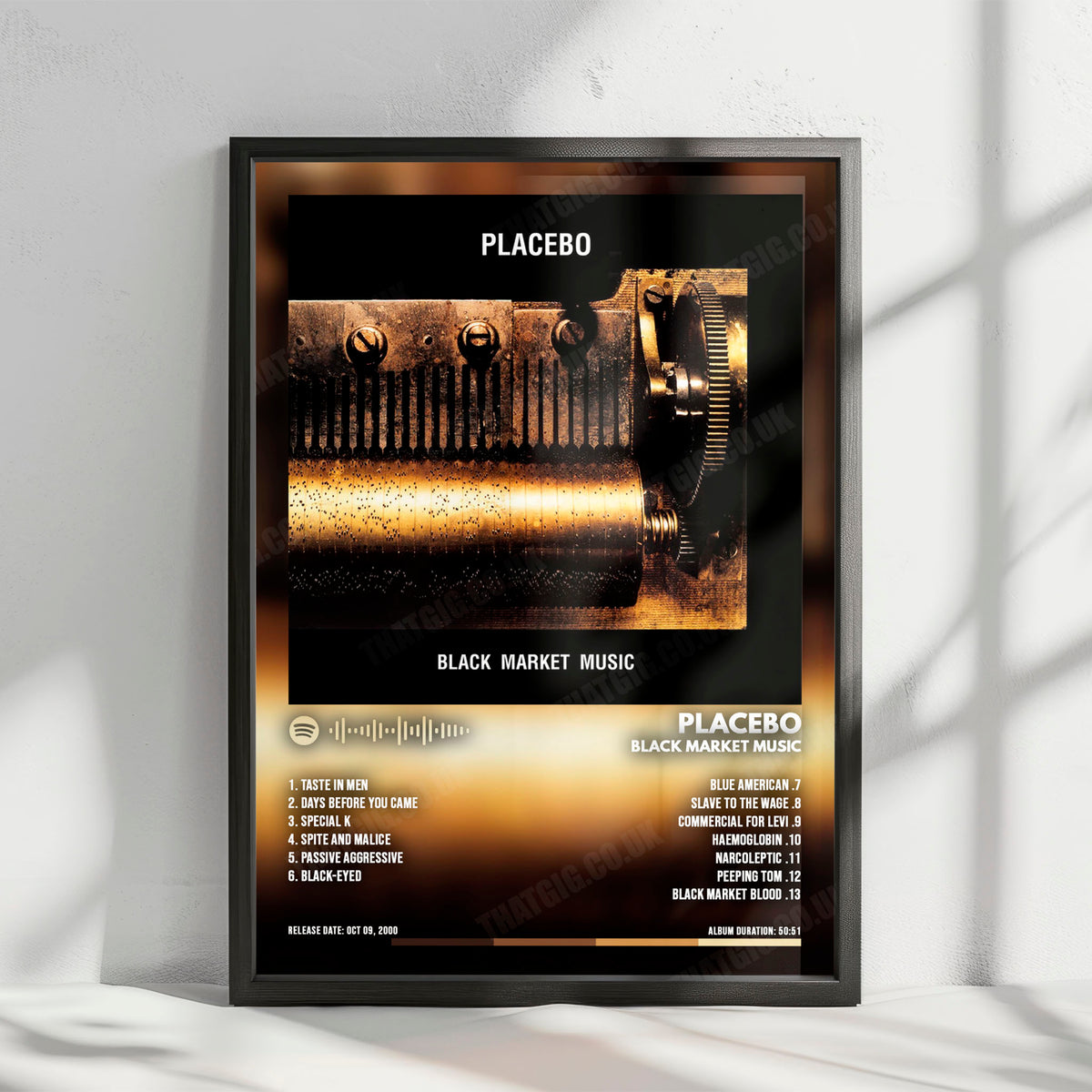 Placebo "Black Market Music" Album Cover Poster - with Complete Tracklist