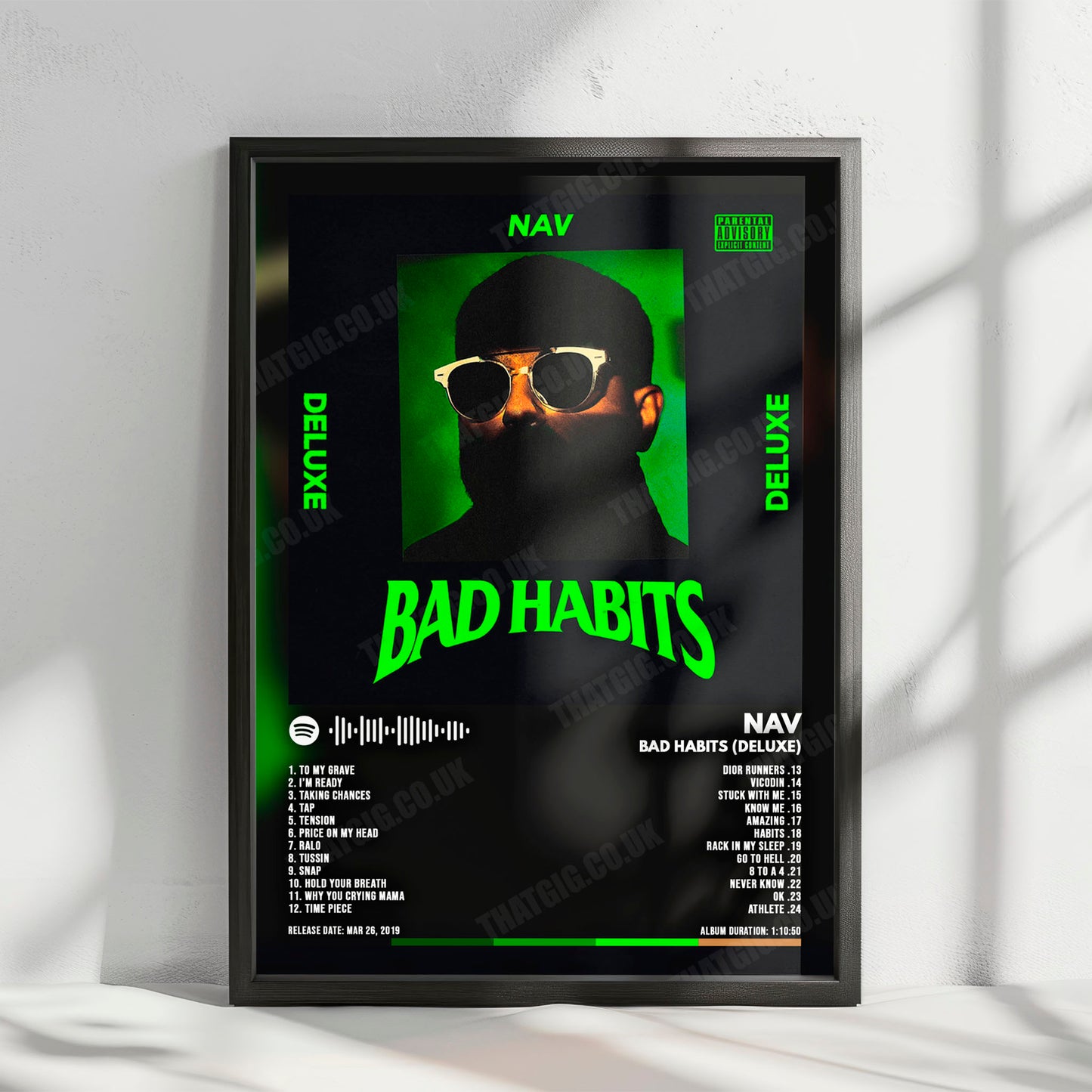 NAV "Bad Habits (Deluxe)" Album Cover Poster - with Complete Tracklist