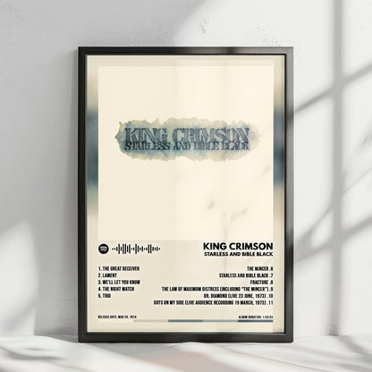 King Crimson "Starless And Bible Black" Album Cover Poster - with Complete Tracklist