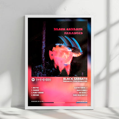Black Sabbath "Paranoid" Album Cover Poster - with Complete Tracklist