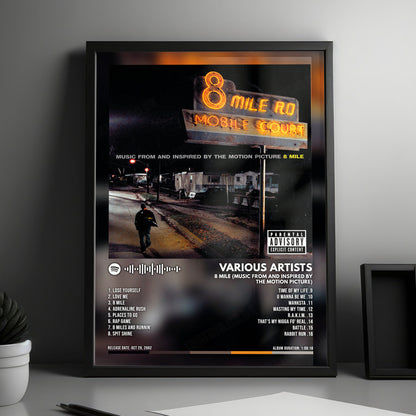 Various Artists "8 Mile: Music from and Inspired by the Motion Picture" Album Cover Poster - with Complete Tracklist