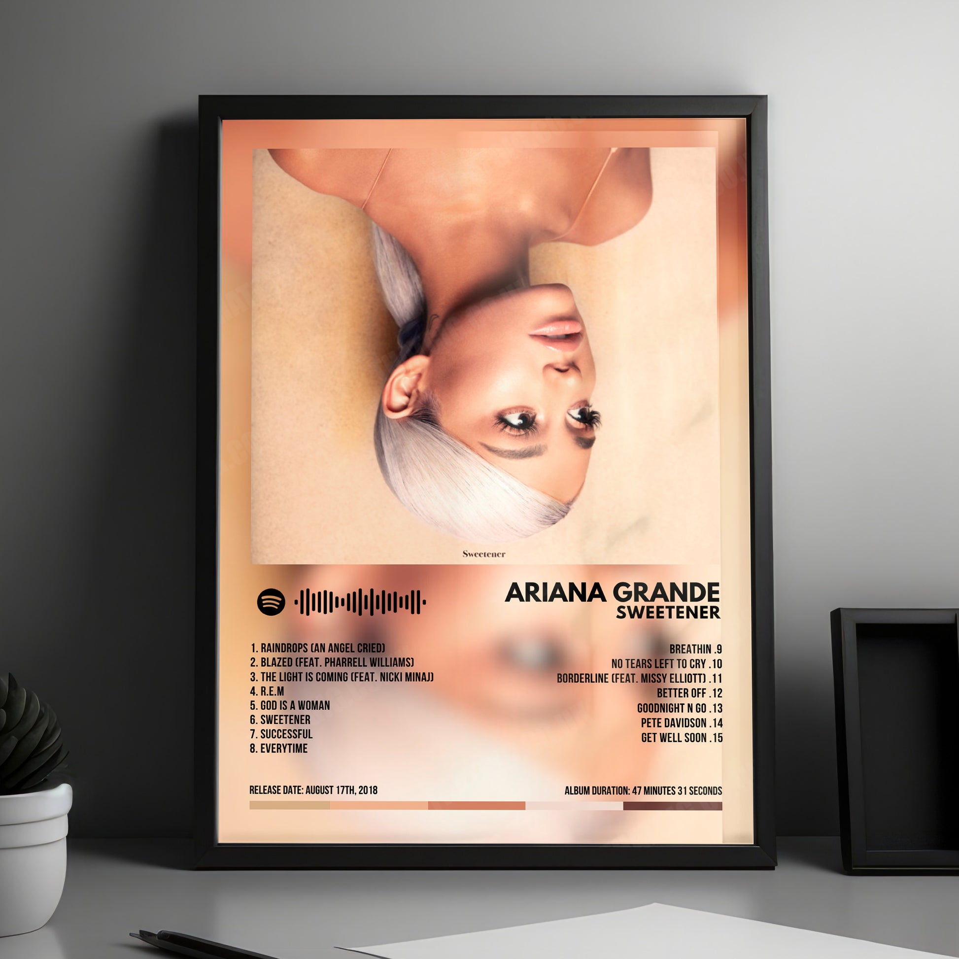 Ariana Grande "Sweetener" Album Cover Poster - with Complete Tracklist