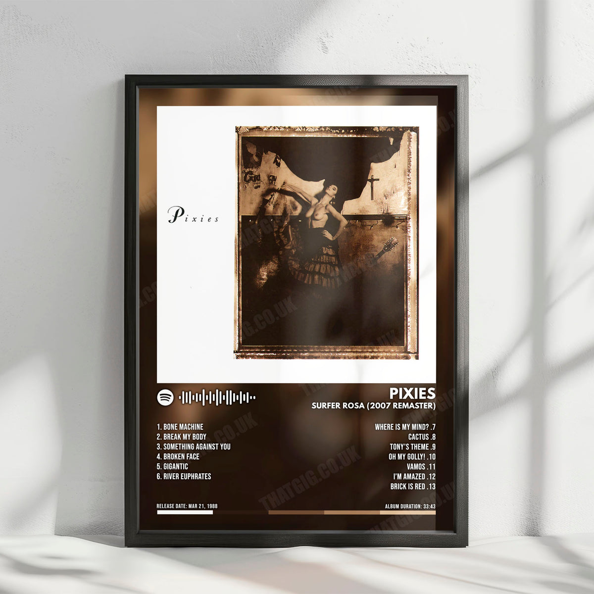 Pixies "Surfer Rosa (2007 Remaster)" Album Cover Poster - with Complete Tracklist