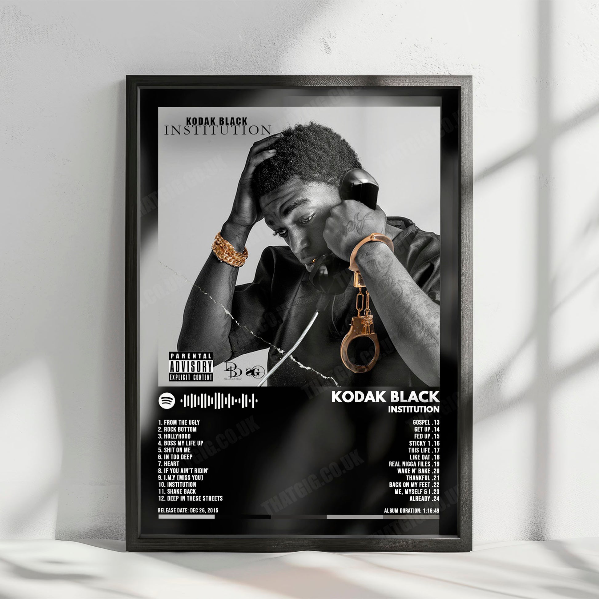 Kodak Black "Institution" Album Cover Poster - with Complete Tracklist