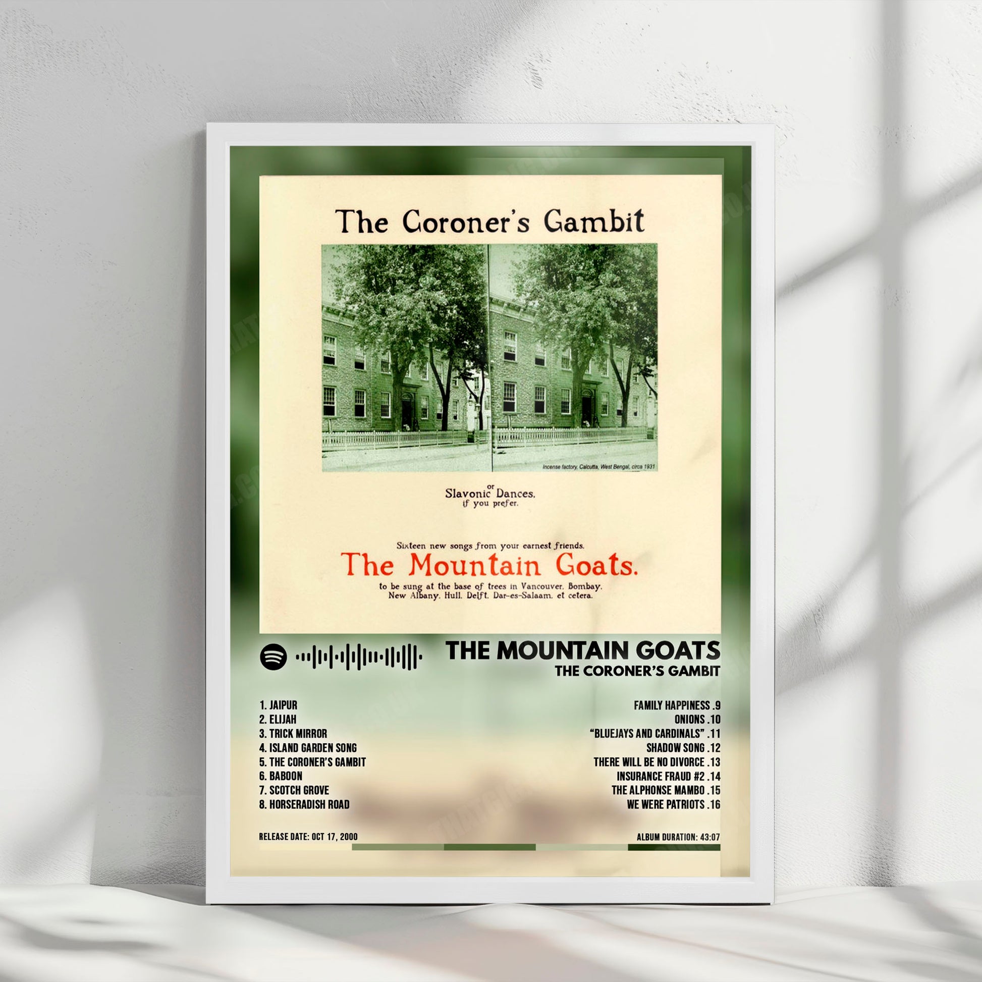 Mountain Goats "The Coroner's Gambit" Album Cover Poster - with Complete Tracklist