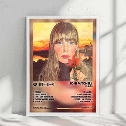 Joni Mitchell "Clouds" Album Cover Poster - with Complete Tracklist