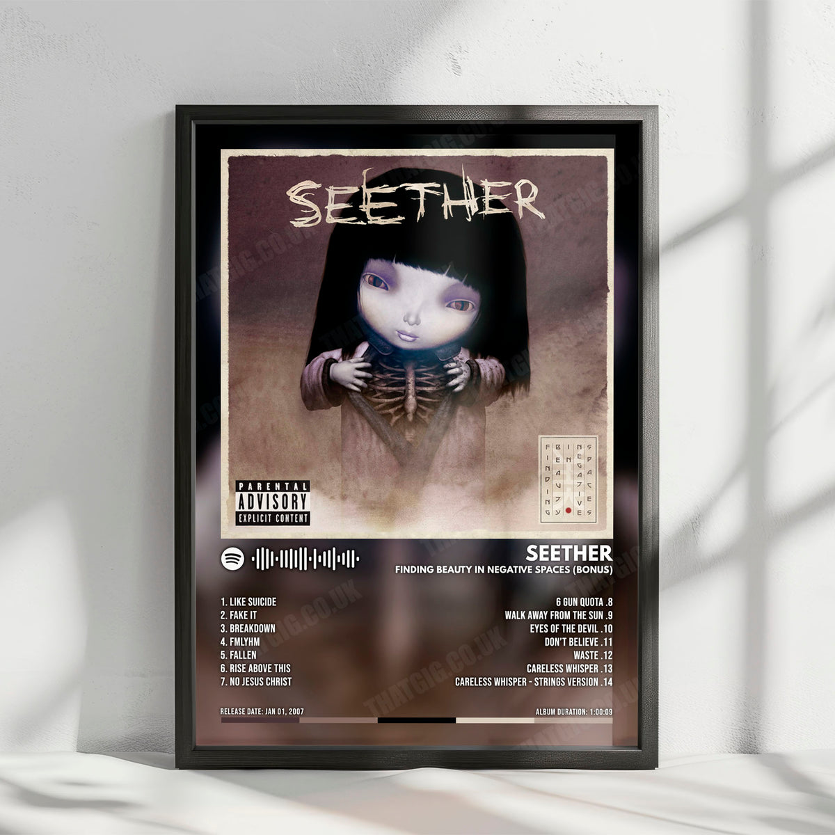 Seether "Finding Beauty In Negative Spaces (Bonus Track Version)" Album Cover Poster - with Complete Tracklist