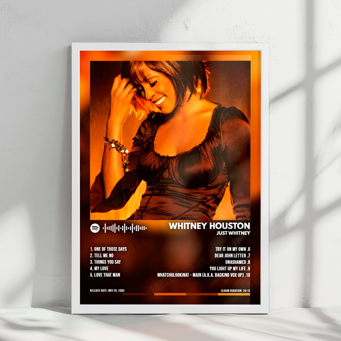 Whitney Houston "Just Whitney" Album Cover Poster - with Complete Tracklist