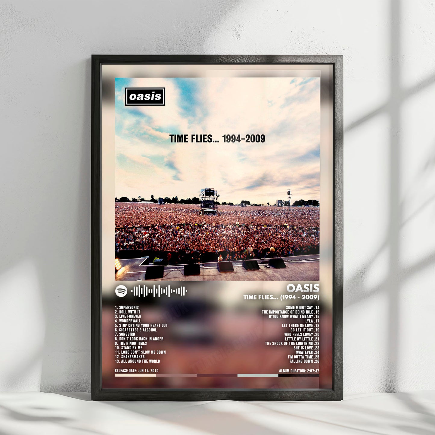 Oasis "Time Flies" Album Cover Poster - with Complete Tracklist