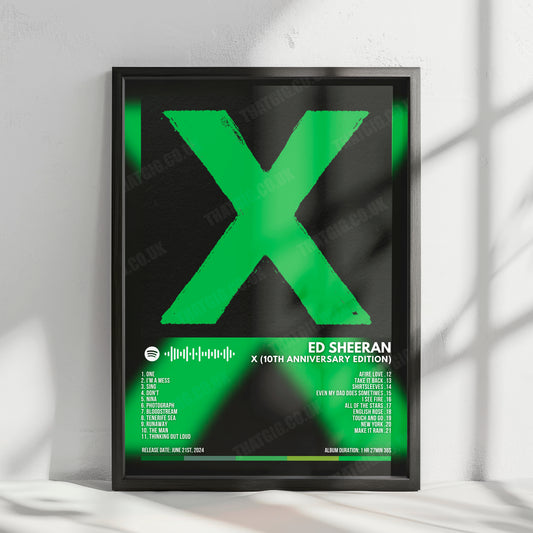 Ed Sheeran "X (10th Anniversary Edition)" Album Cover Poster - with Complete Tracklist