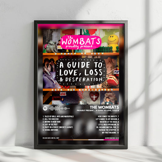 The Wombats "A Guide to Love, Loss & Desperation" Album Cover Poster - with Complete Tracklist