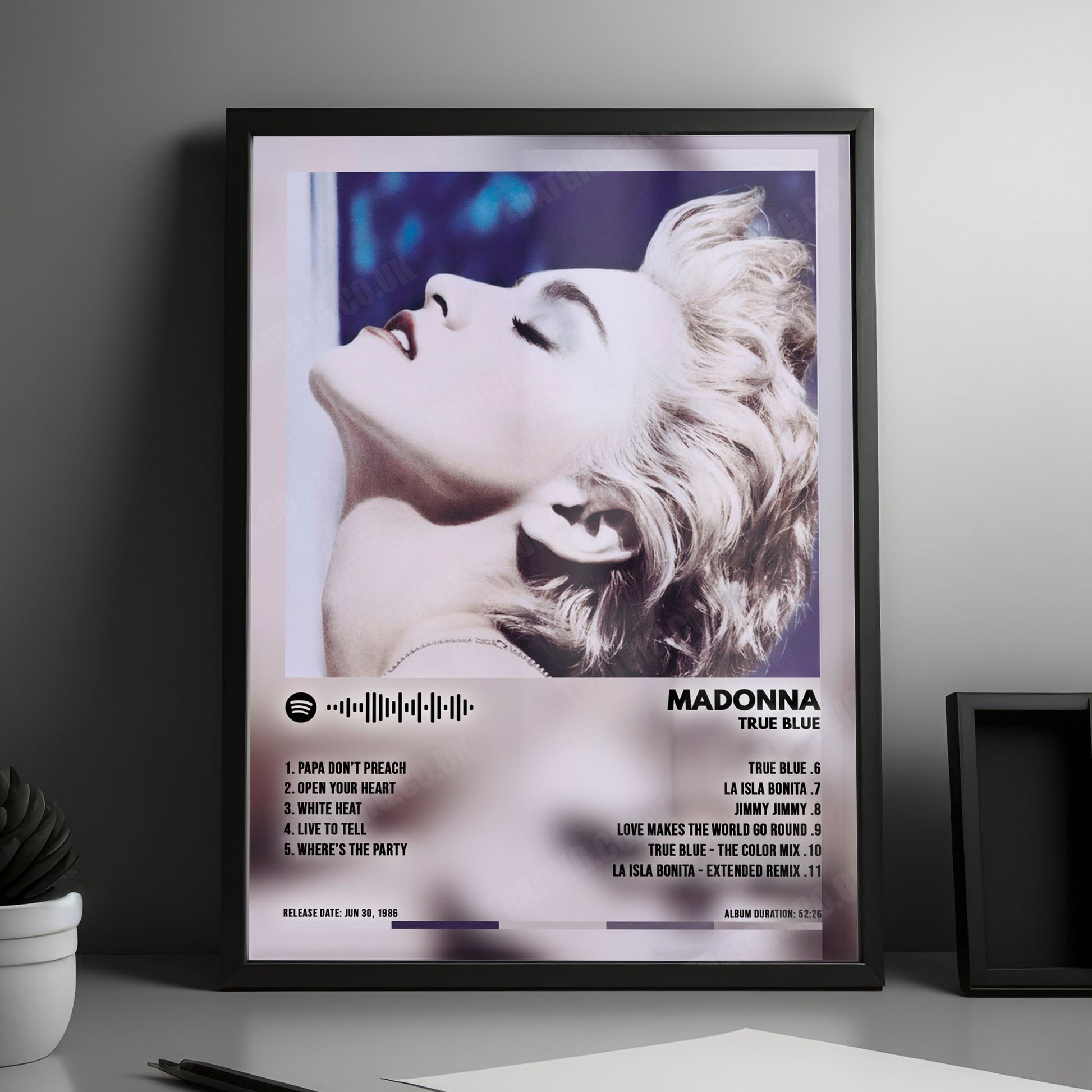 Madonna "True Blue" Album Cover Poster - with Complete Tracklist