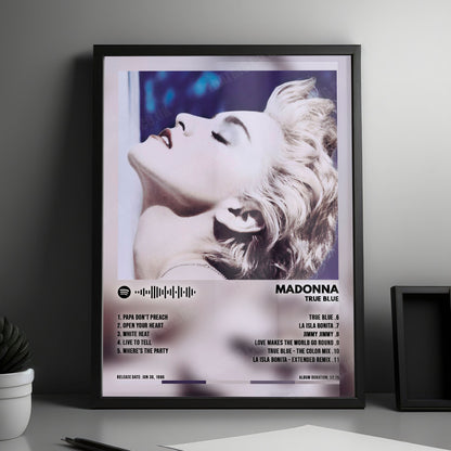 Madonna "True Blue" Album Cover Poster - with Complete Tracklist