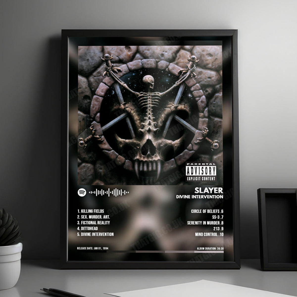 Slayer "Divine Intervention" Album Cover Poster - with Complete Tracklist