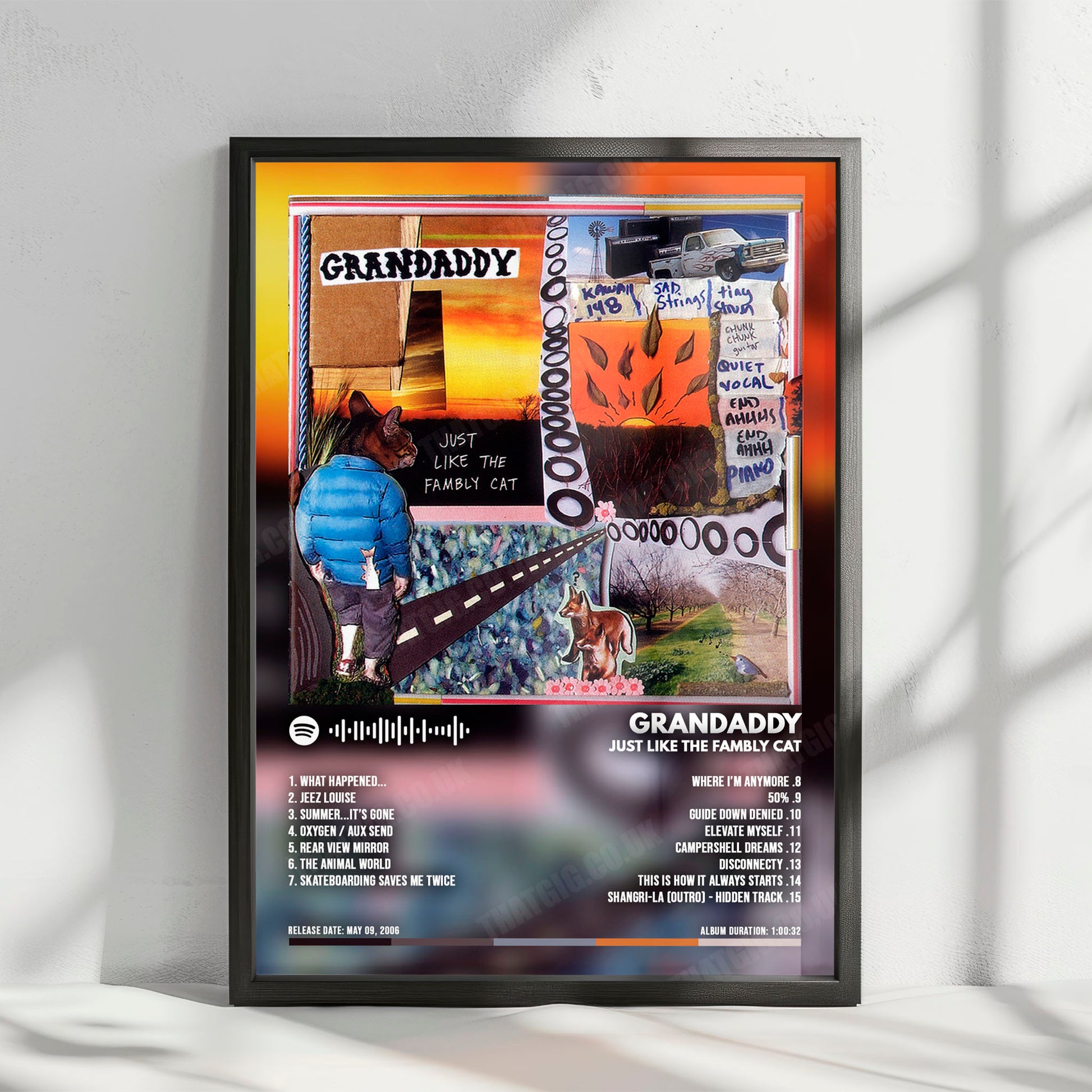 Grandaddy "Just Like The Fambly Cat" Album Cover Poster - with Complete Tracklist