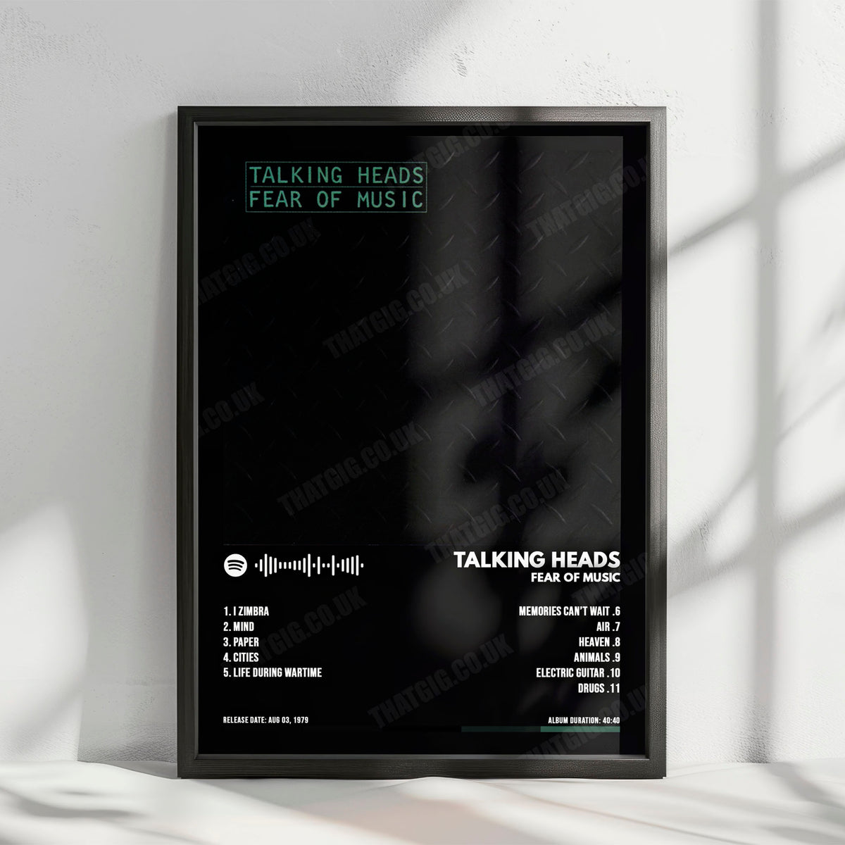 Talking Heads "Fear of Music" Album Cover Poster - with Complete Tracklist