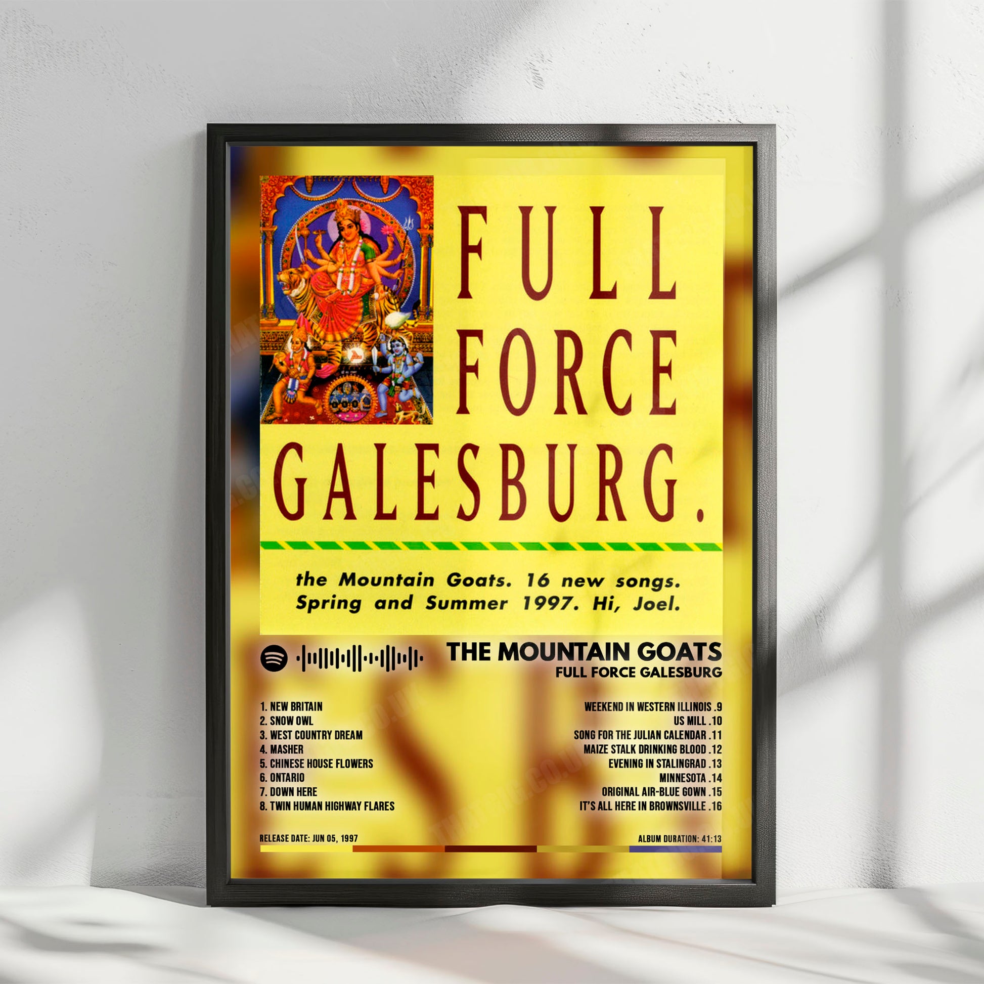 Mountain Goats "Full Force Galesburg" Album Cover Poster - with Complete Tracklist