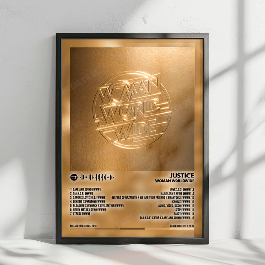 Justice "Woman Worldwide" Album Cover Poster - with Complete Tracklist