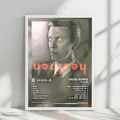 David Bowie "Heathen" Album Cover Poster - with Complete Tracklist