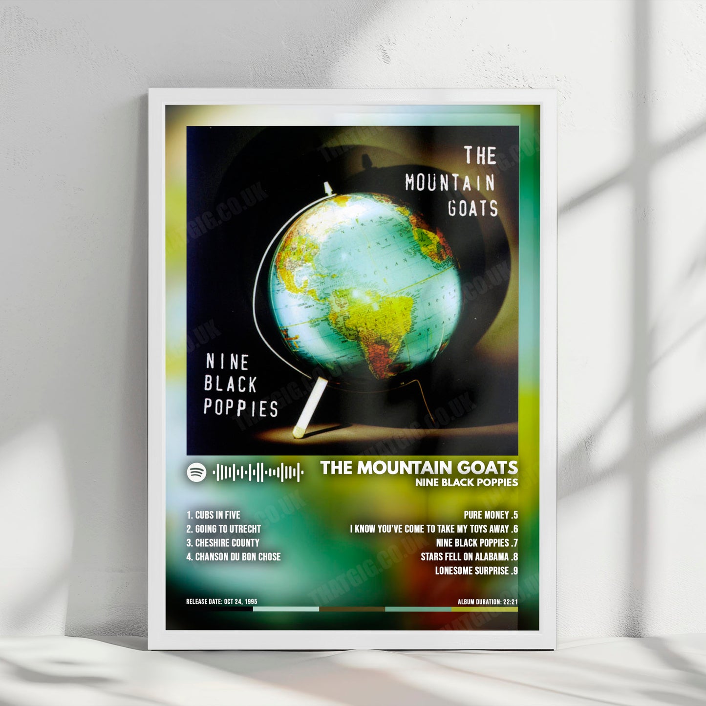 Mountain Goats "Nine Black Poppies" Album Cover Poster - with Complete Tracklist